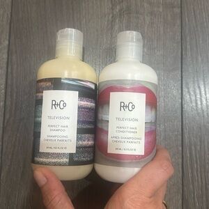 R and co television perfect hair shampoo and conditioner set.